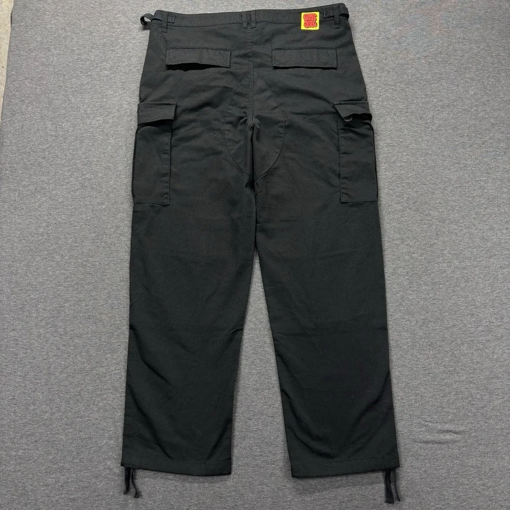 EMPYRE Cargo Pants Mens 33/36 x30 Black Relax Canvas Adjustable Utility Military